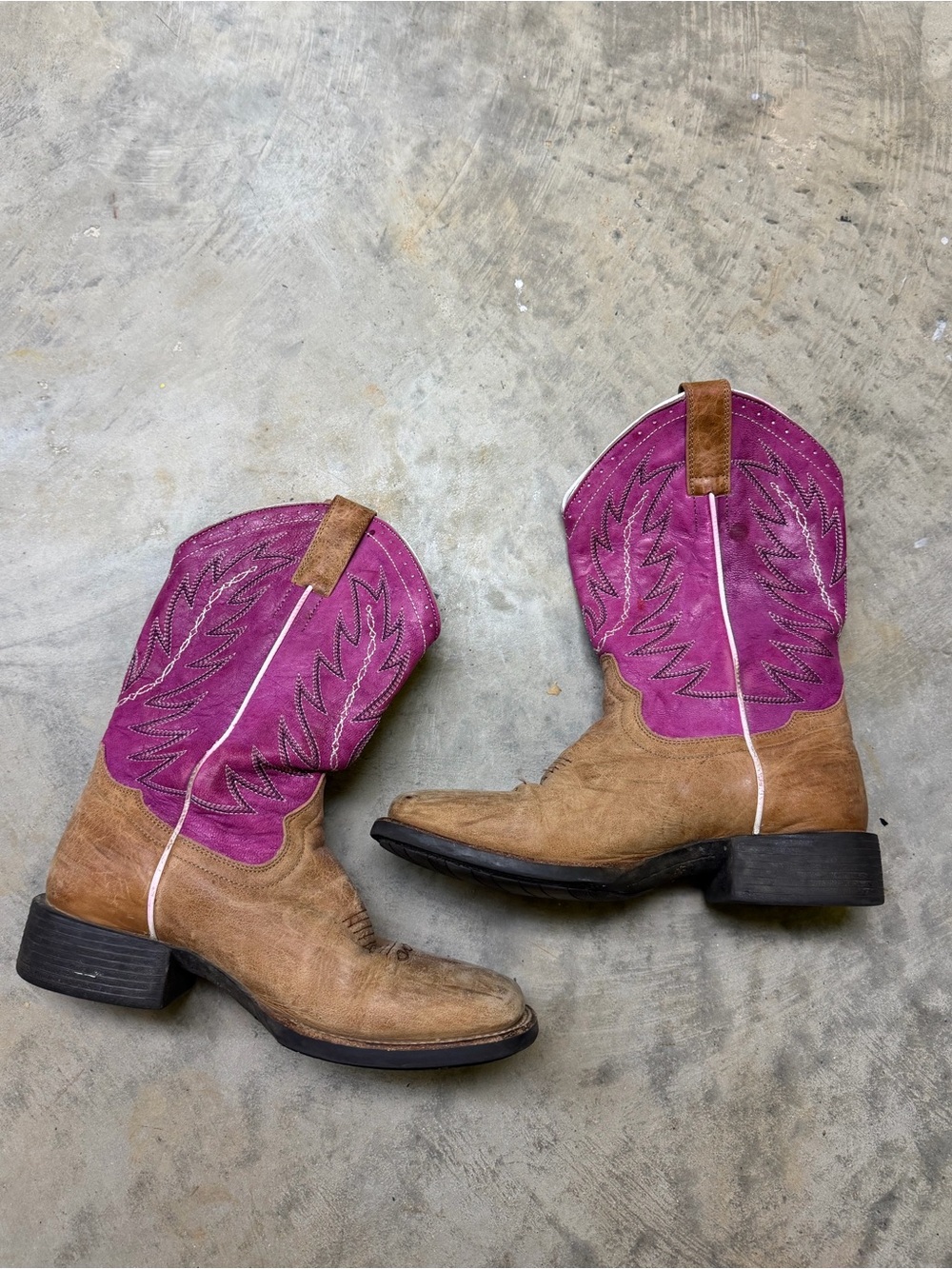 Shyanne Brown Leather Cowboy Boots with Purple Shaft